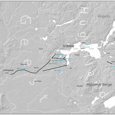 Übersichtskarte des Danewerks. Die wichtigsten Abschnitte, Orte und topographische Elemente der Grenzlandschaft von Haithabu und Danewerk im Überblick