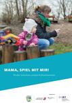 Plakat zur Smartphone-Kampagne. Kind spielt im Sandkasten und Mutter sitzt am Handy