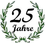 25 Jahre mit einem runden, oben geöffneten Kranz