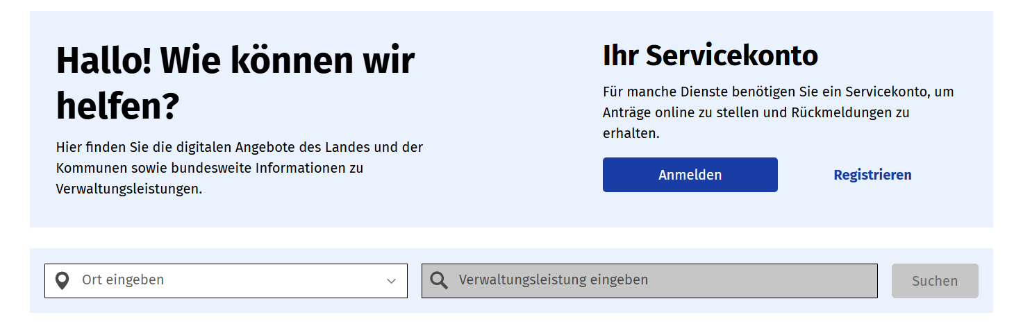 Screenshot E-Rechnungsportal des Landes Schleswig-Holstein