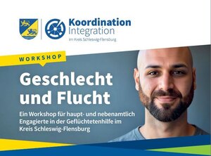Portrait von Marcel Kaya, der freundlich schaut und neben ihm der Schriftzug "Geschlecht und Flucht"